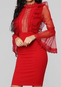 NWT Classy and sexy red midi dress